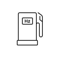 Hydrogen filling station icon vector outline black EPS 10. Renewable fuel illustration. H2 station sign. Car charging hydrogen. Eco awareness concept. Isolated on white for web, app, dev, infographic
