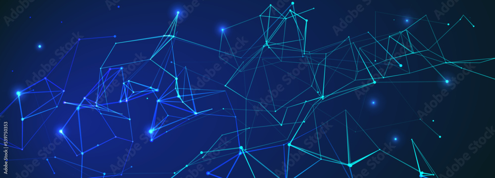Fototapete Abstract background with connecting dots and lines. Network connection structure. Plexus. Vector Illustration.