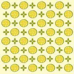 Seamless pattern of lemon slices. Repeating background vector for summer fabric, decoration, backdrop, textile, wallpaper and fashion design.