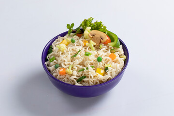 plane, chicken, egg, beef, prawn instant noddle's isolated on white background for design or packaging