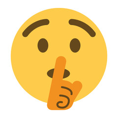 Shushing face vector emoji label design. Isolated Face with Finger Covering Closed Lips symbol sign.