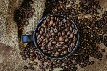 coffee beans in a cup