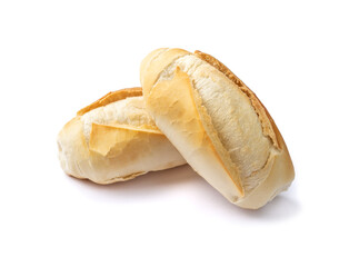 French bread, salt bread or pistolet isolated over white background