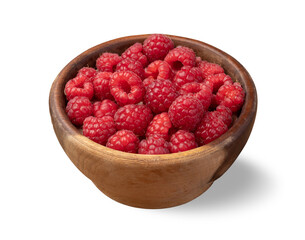 Raspberries in a bowl isolated over white background