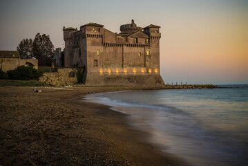 Santa severa castle with its golden beach