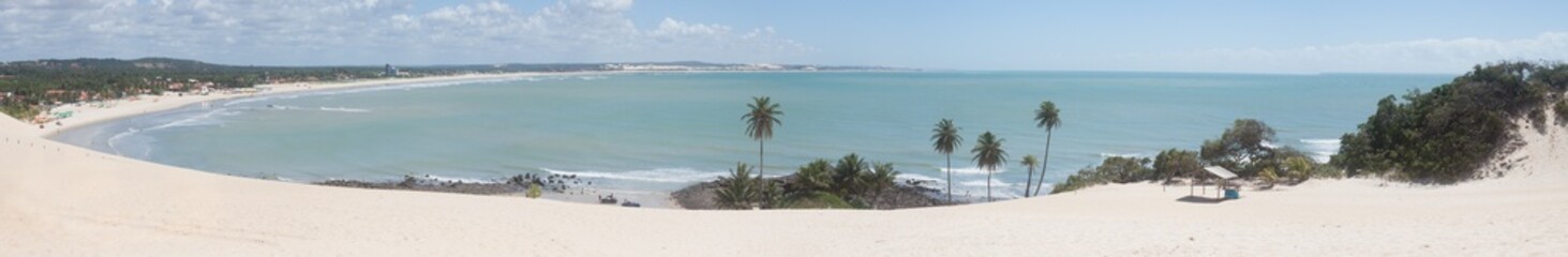 Panoramic view of a Genipabu beach near Natal in Brazil