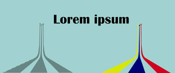 Sense of perspective arrows, growth meaning.red blue yellow.