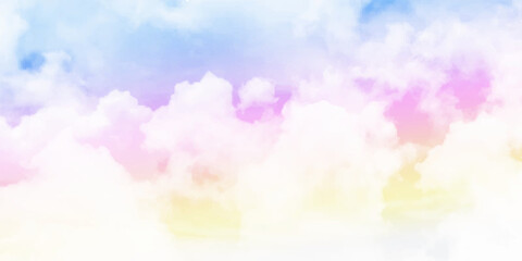 Vector illustration of fantasy sky background and pastel color. Cloud background with a pastel colour
