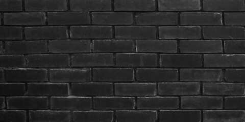 Abstract dark brick wall texture background pattern, Wall brick surface texture. Brickwork painted of black color interior old clean concrete grid uneven, Home or office design backdrop decoration.