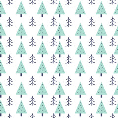 Nature pattern, plants.  Christmas tree and tree. Vector