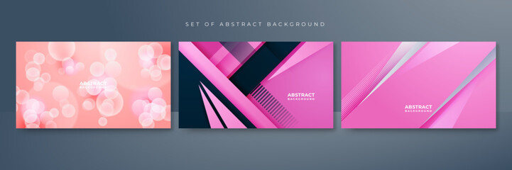 Fototapeta premium Set of abstract soft pink background. Vector abstract graphic design banner pattern presentation background web template.