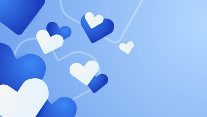 Abstract blue background with love heart shape