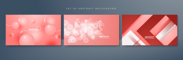 Set of soft light red abstract background