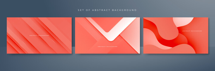 Set of light red abstract background