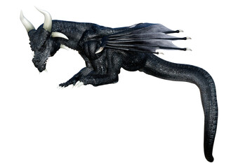 3D Rendering Fairy Tale Dragon on White
