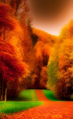 Photo of an autumn forest. The season of the year. Autumn mood.