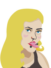 vector girl tongue with piercing