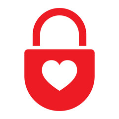 Heart lock icon. Locked heart shape lock illustration