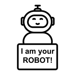 Artificial intelligence line icon. I am your robot illustration.