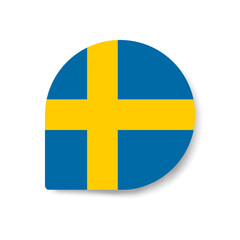 Sweden drop flag icon with shadow on white background.