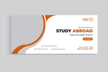 Study abroad social media cover or education banner template