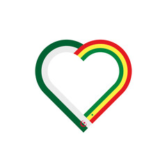 friendship concept. heart ribbon icon of algeria and senegal flags. vector illustration isolated on white background	