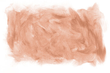 Abstract Painted Layout. Light Brown Paint Stain on a White Background. Freehand Brush Stain Print. No Text. Painted Irregular Shape Terracotta Color Splatter Layout.