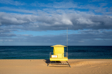Lifeguard tower on the beach on a sunny day