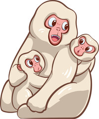 monkey embracing cartoon illustration design with cub
