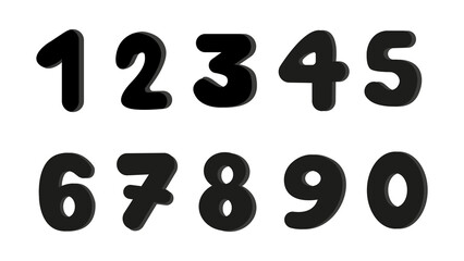 Set of numbers is black. Vector graphics in cartoon style