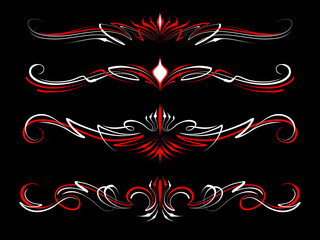 Floral art illustration. Vintage pinstripes art motorcycle and car. Retro and vintage ornaments. For vinyl sticker, painting template, tattoo, apparel, merchandise, border, frame. Vector Eps 10.