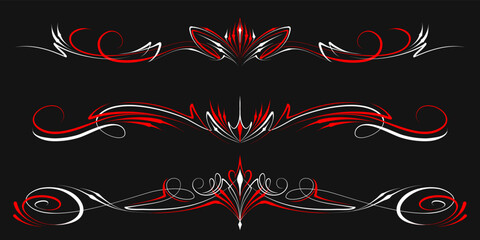 Floral art illustration. Vintage pinstripes art motorcycle and car. Retro and vintage ornaments. For vinyl sticker, painting template, tattoo, apparel, merchandise, border, frame. Vector Eps 10.