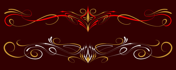 Floral art illustration. Vintage pinstripes art motorcycle and car. Retro and vintage ornaments. For vinyl sticker, painting template, tattoo, apparel, merchandise, border, frame. Vector Eps 10.