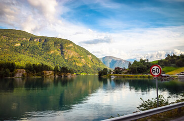Panoramic  view of Sognefjord, one of the most beautiful fjords in Norway