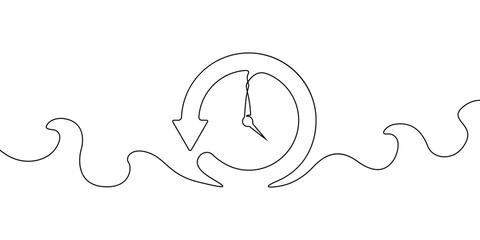 History line drawn symbol. Continuous line back up time icon. Vector illustration