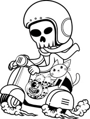Happy Halloween coloring book with funny rider