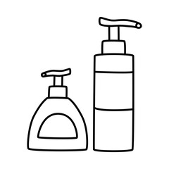 Vector doodle hand drawn illustration of a cosmetic bottle for skincare treatment