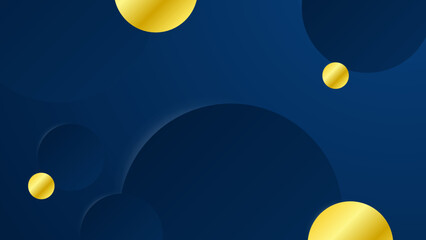 Abstract gold and blue background with geometric circle line shapes