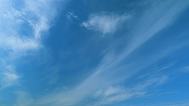 Cirrus clouds sky cloud weather. Weather forecast and environment. Tropical summer sunlight. Timelapse.