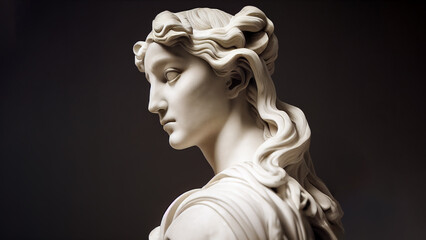 Illustration of a Renaissance marble statue of Iris. She is the Goddess of the Rainbow in Greek and Roman mythology.