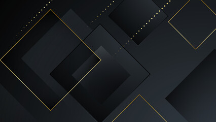 Abstract black and gold lines luxury background