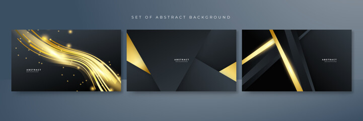 Abstract luxury black and gold background with golden lines
