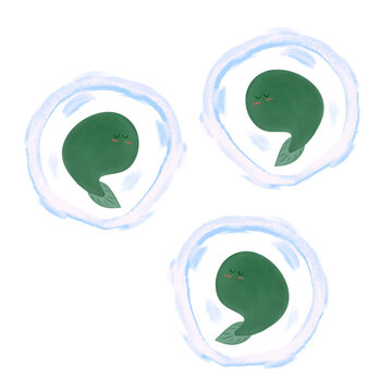 Cute Froge Eggs Watercolor Hand Drawn