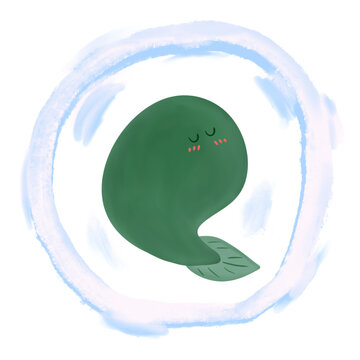 Cute Froge Egg Watercolor Hand Drawn