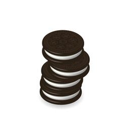 cookie or biscuit with white cream, vector illustration 