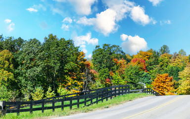 road in autumn at the Amish country