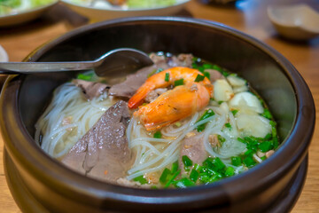 Pho Bo or beef noudle, famous vietnamese food.
