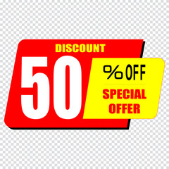 50 percent discount sign icon. Sale symbol. Special offer label