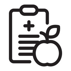 Nutritionist outline icon. Diet plan, planner, healthy menu vector illustration