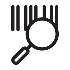 Barcode search or scanner icon. Magnifying glass searching barcode illustration